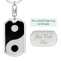 Yin Yang Balance Swivel Keychain Dog Tag Stainless Steel or 18k Gold-Express Your Love Gifts
