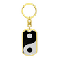 Yin Yang Balance Swivel Keychain Dog Tag Stainless Steel or 18k Gold-Express Your Love Gifts