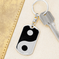 Yin Yang Balance Swivel Keychain Dog Tag Stainless Steel or 18k Gold-Express Your Love Gifts