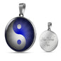 Yin Yang Blue Light Circle Necklace Stainless Steel or 18k Gold 18-22"-Express Your Love Gifts