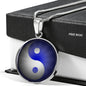 Yin Yang Blue Light Circle Necklace Stainless Steel or 18k Gold 18-22"-Express Your Love Gifts