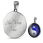 Yin Yang Blue Light Circle Necklace Stainless Steel or 18k Gold 18-22"-Express Your Love Gifts