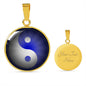 Yin Yang Blue Light Circle Necklace Stainless Steel or 18k Gold 18-22"-Express Your Love Gifts