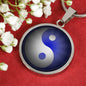 Yin Yang Blue Light Circle Necklace Stainless Steel or 18k Gold 18-22"-Express Your Love Gifts