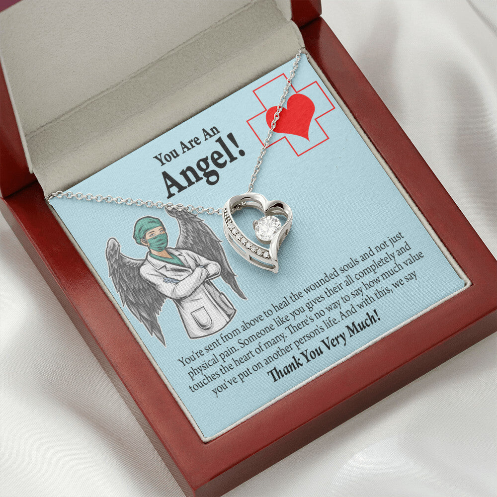 You Are an Angel Nurse Healthcare Medical Worker Nurse Appreciation Gift Forever Necklace w Message Card-Express Your Love Gifts