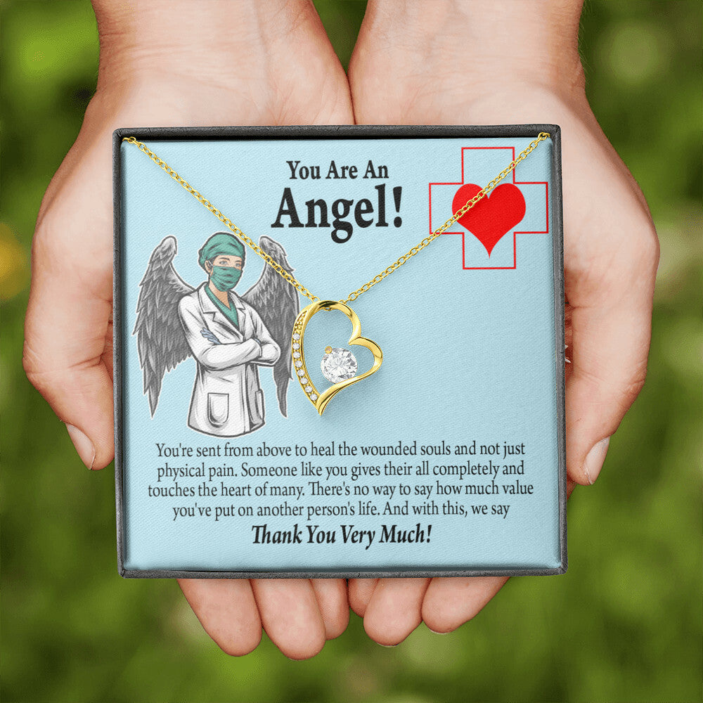 You Are an Angel Nurse Healthcare Medical Worker Nurse Appreciation Gift Forever Necklace w Message Card-Express Your Love Gifts