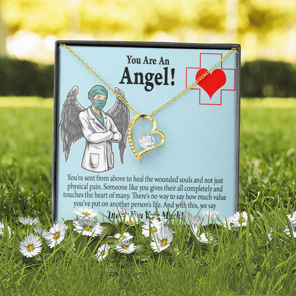 You Are an Angel Nurse Healthcare Medical Worker Nurse Appreciation Gift Forever Necklace w Message Card-Express Your Love Gifts