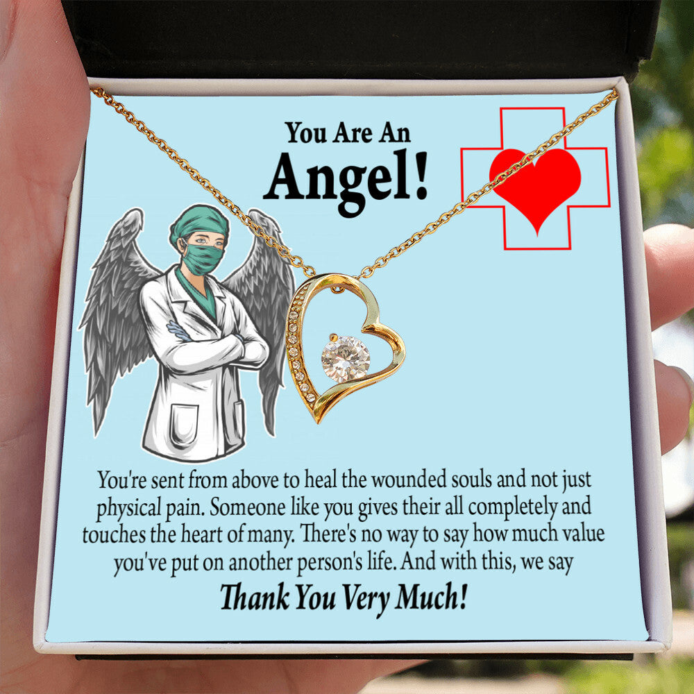 You Are an Angel Nurse Healthcare Medical Worker Nurse Appreciation Gift Forever Necklace w Message Card-Express Your Love Gifts
