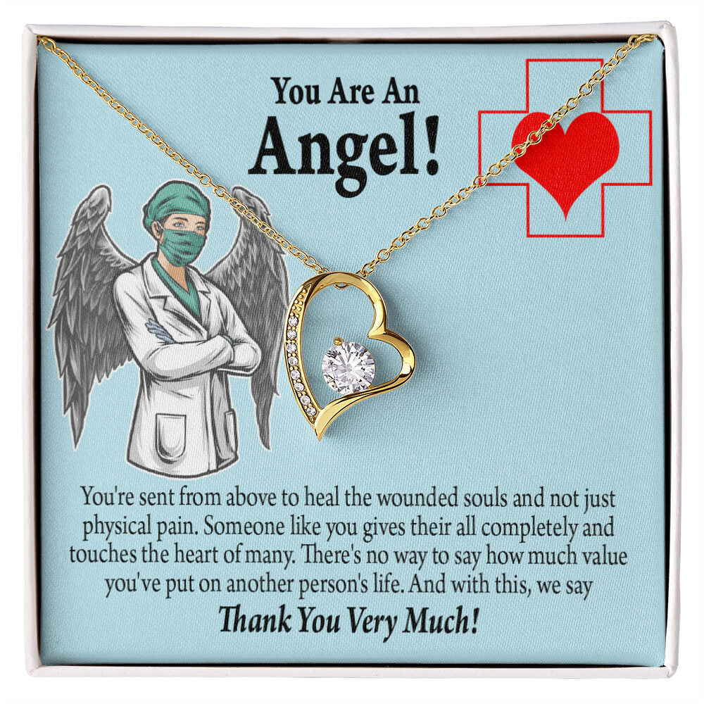 You Are an Angel Nurse Healthcare Medical Worker Nurse Appreciation Gift Forever Necklace w Message Card-Express Your Love Gifts