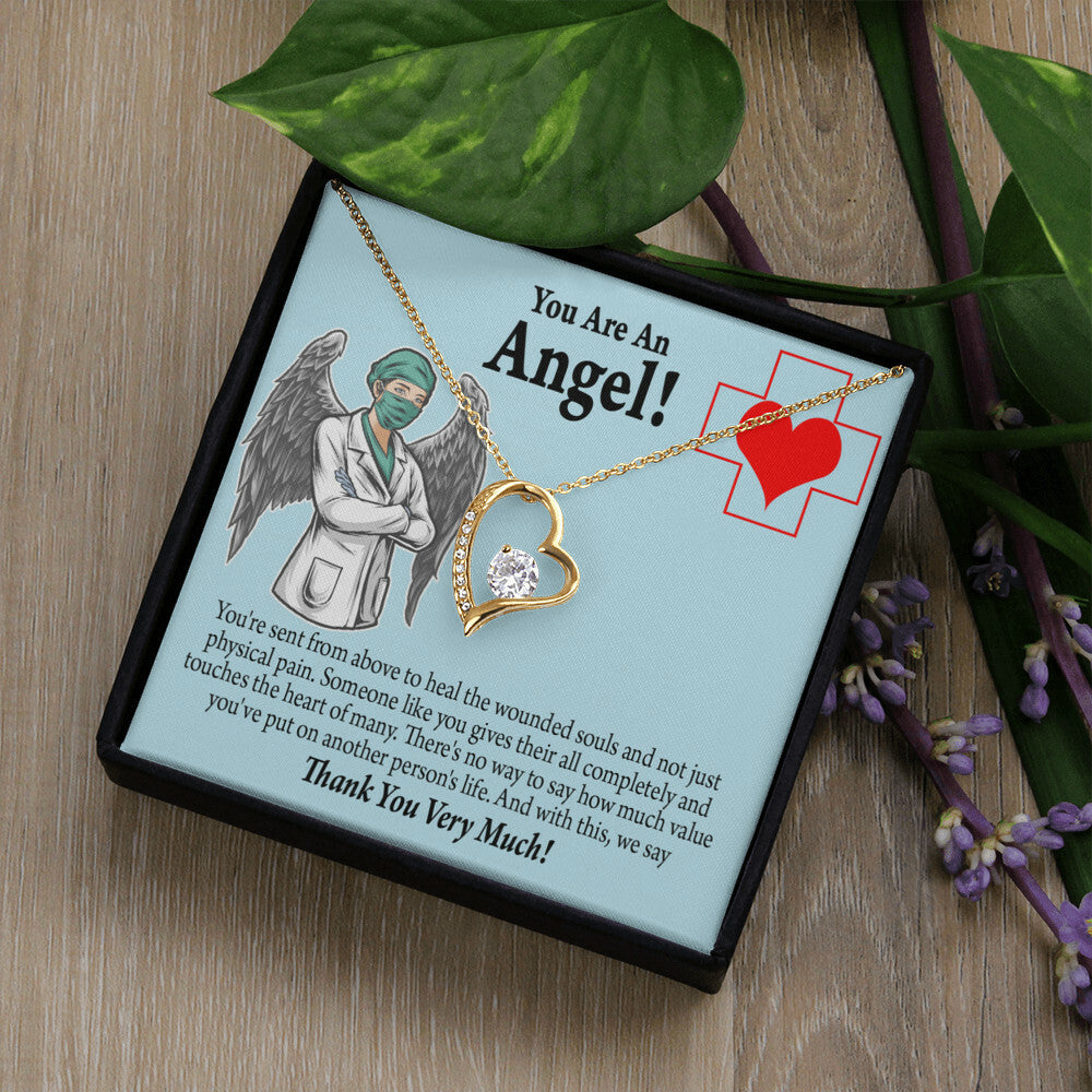 You Are an Angel Nurse Healthcare Medical Worker Nurse Appreciation Gift Forever Necklace w Message Card-Express Your Love Gifts