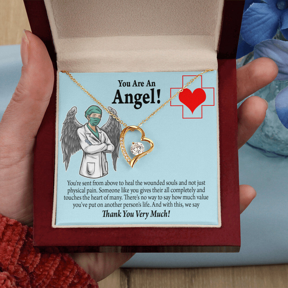 You Are an Angel Nurse Healthcare Medical Worker Nurse Appreciation Gift Forever Necklace w Message Card-Express Your Love Gifts