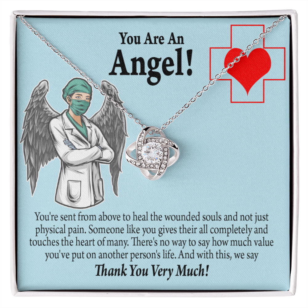 You are an Angel Nurse Healthcare Medical Worker Nurse Appreciation Gift Infinity Knot Necklace Message Card-Express Your Love Gifts
