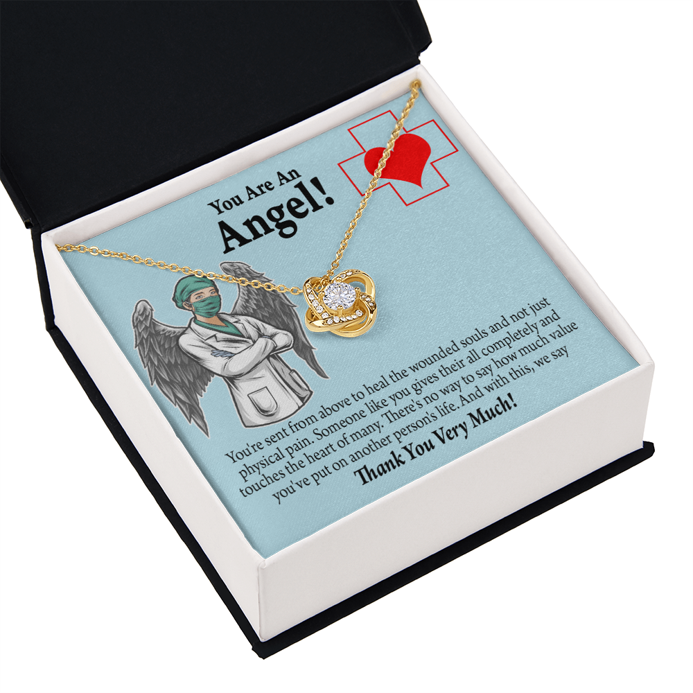 You are an Angel Nurse Healthcare Medical Worker Nurse Appreciation Gift Infinity Knot Necklace Message Card-Express Your Love Gifts