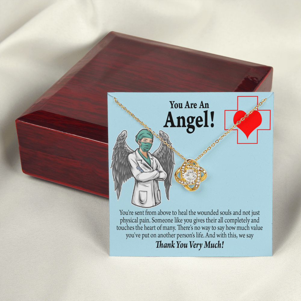 You are an Angel Nurse Healthcare Medical Worker Nurse Appreciation Gift Infinity Knot Necklace Message Card-Express Your Love Gifts