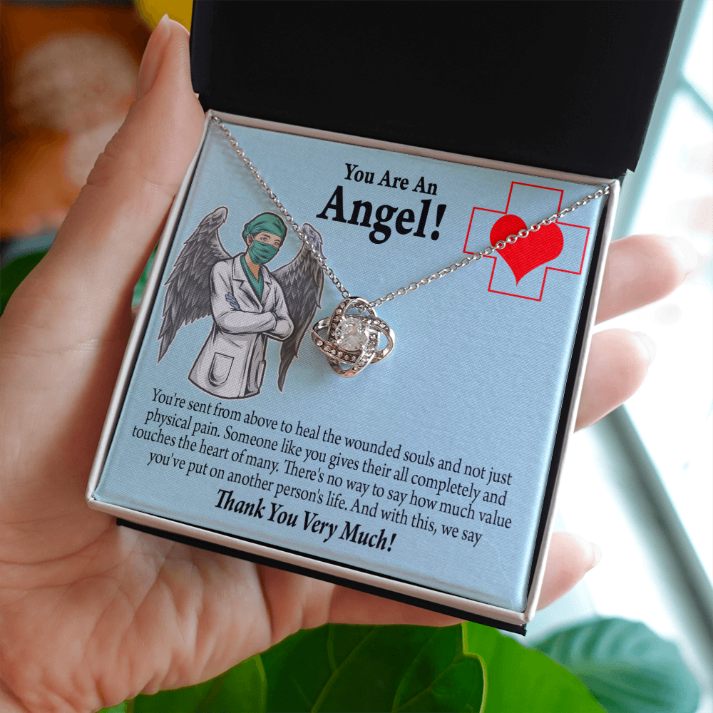 You are an Angel Nurse Healthcare Medical Worker Nurse Appreciation Gift Infinity Knot Necklace Message Card-Express Your Love Gifts