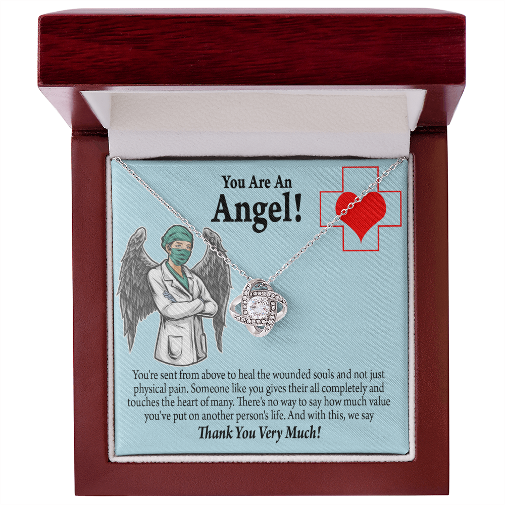 You are an Angel Nurse Healthcare Medical Worker Nurse Appreciation Gift Infinity Knot Necklace Message Card-Express Your Love Gifts