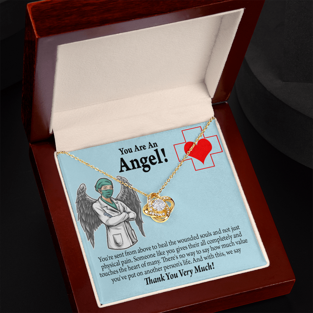 You are an Angel Nurse Healthcare Medical Worker Nurse Appreciation Gift Infinity Knot Necklace Message Card-Express Your Love Gifts