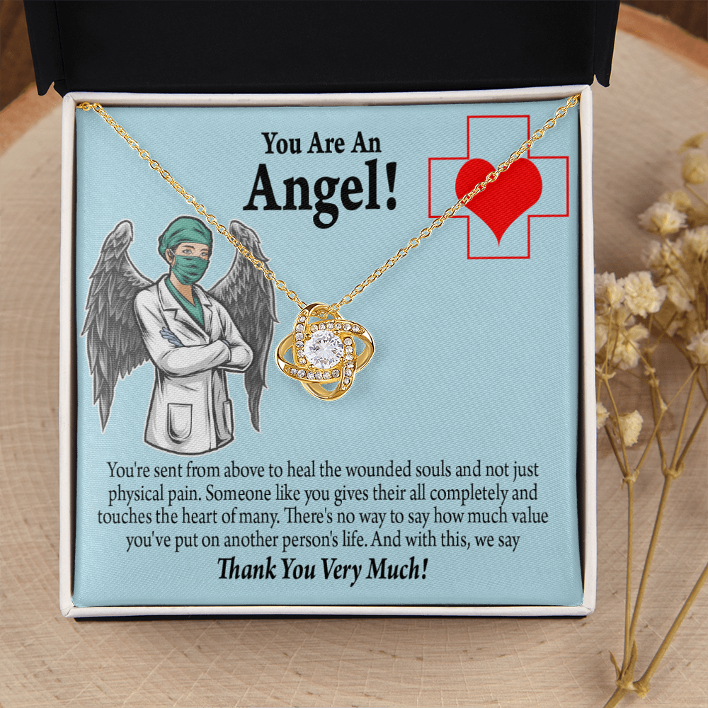 You are an Angel Nurse Healthcare Medical Worker Nurse Appreciation Gift Infinity Knot Necklace Message Card-Express Your Love Gifts