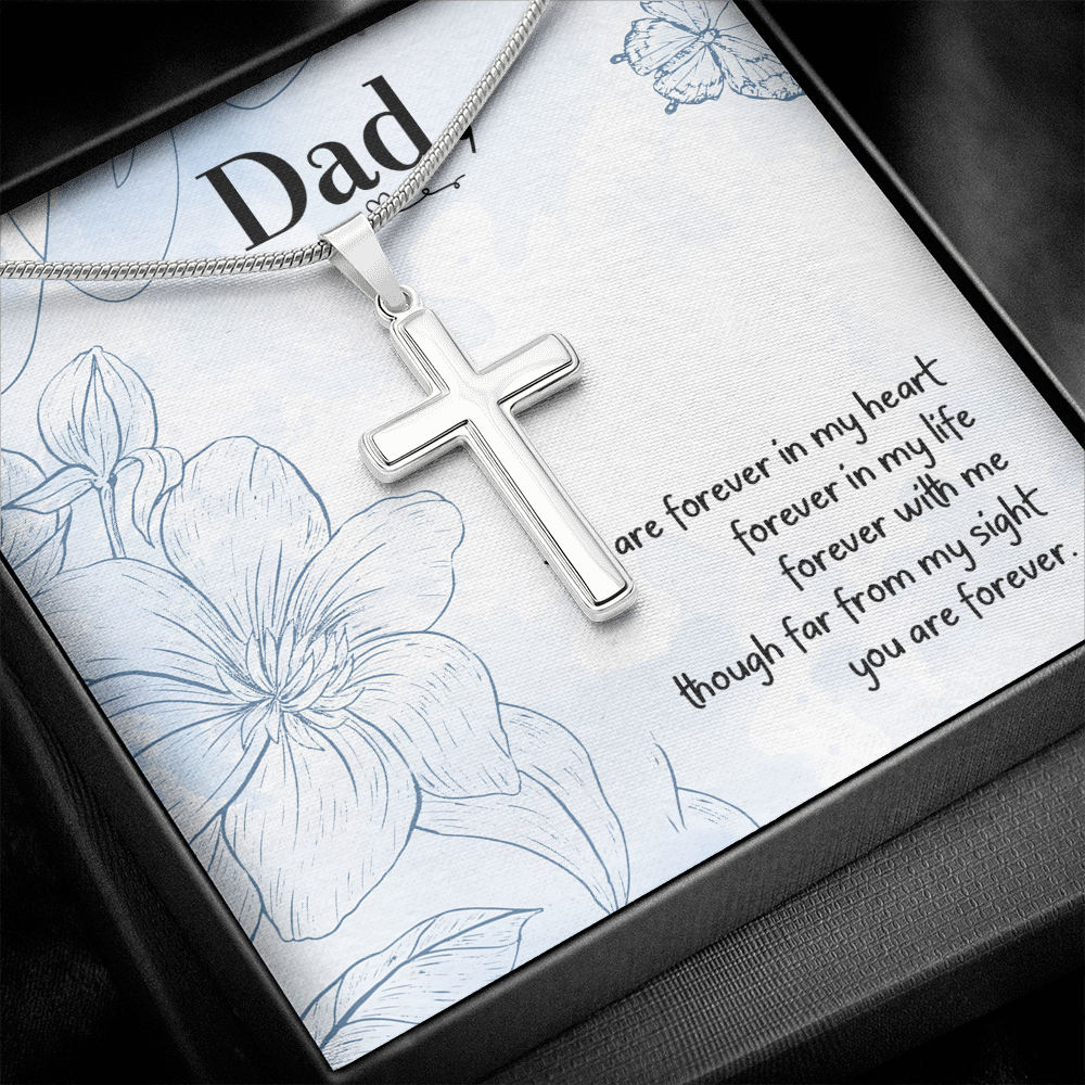 You Are forever in My Heart Dad Memorial Gift Dad Memorial Cross Necklace Sympathy Gift Loss of Father Condolence Message Card-Express Your Love Gifts