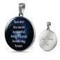 You Are Most Beautiful Thing Necklace Circle Pendant Stainless Steel or 18k Gold 18-22-Express Your Love Gifts
