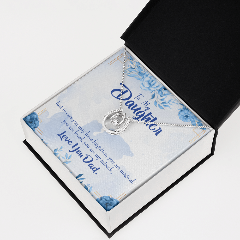 You Are My Miracle- Dad to Daughter Lucky Horseshoe Necklace Message Card 14k w CZ Crystals-Express Your Love Gifts