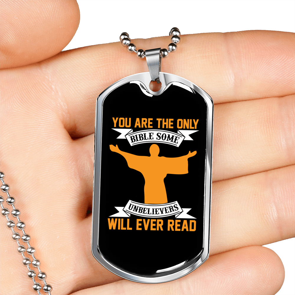 You Are The Only Bible Christian Necklace Stainless Steel or 18k Gold Dog Tag 24" Chain-Express Your Love Gifts