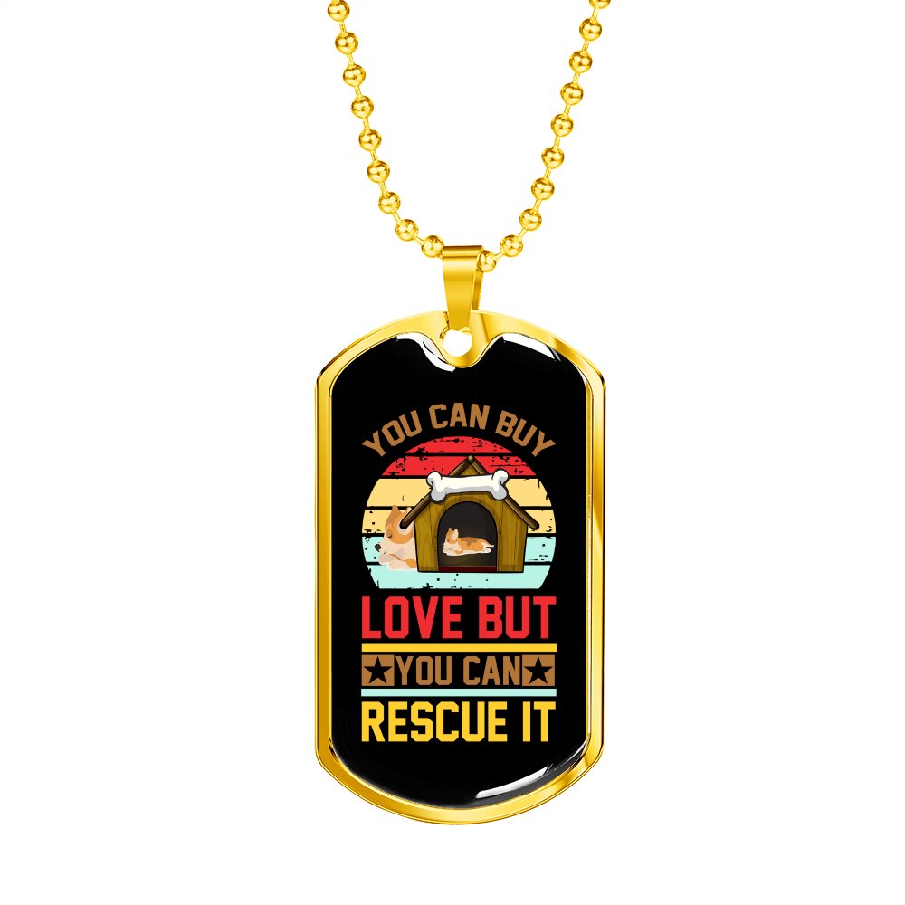 You Can Buy Love Necklace Stainless Steel or 18k Gold Dog Tag 24" Chain-Express Your Love Gifts