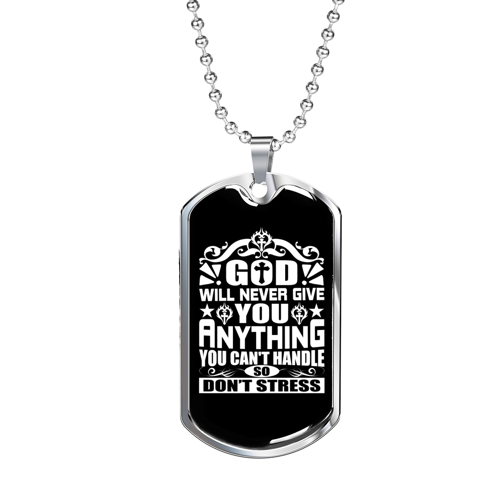 You Can't Handle Necklace Stainless Steel or 18k Gold Dog Tag 24" Chain-Express Your Love Gifts