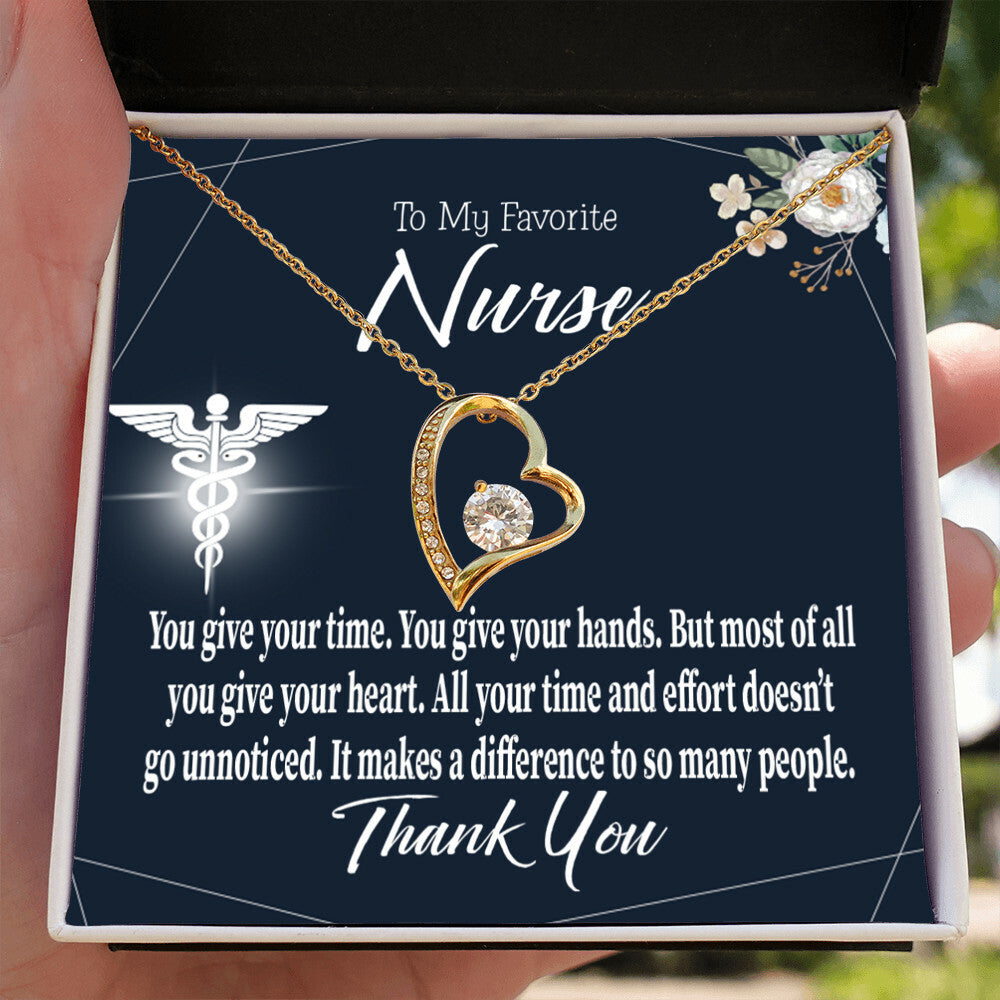 You Don't Go Unnoticed Healthcare Medical Worker Nurse Appreciation Gift Forever Necklace w Message Card-Express Your Love Gifts