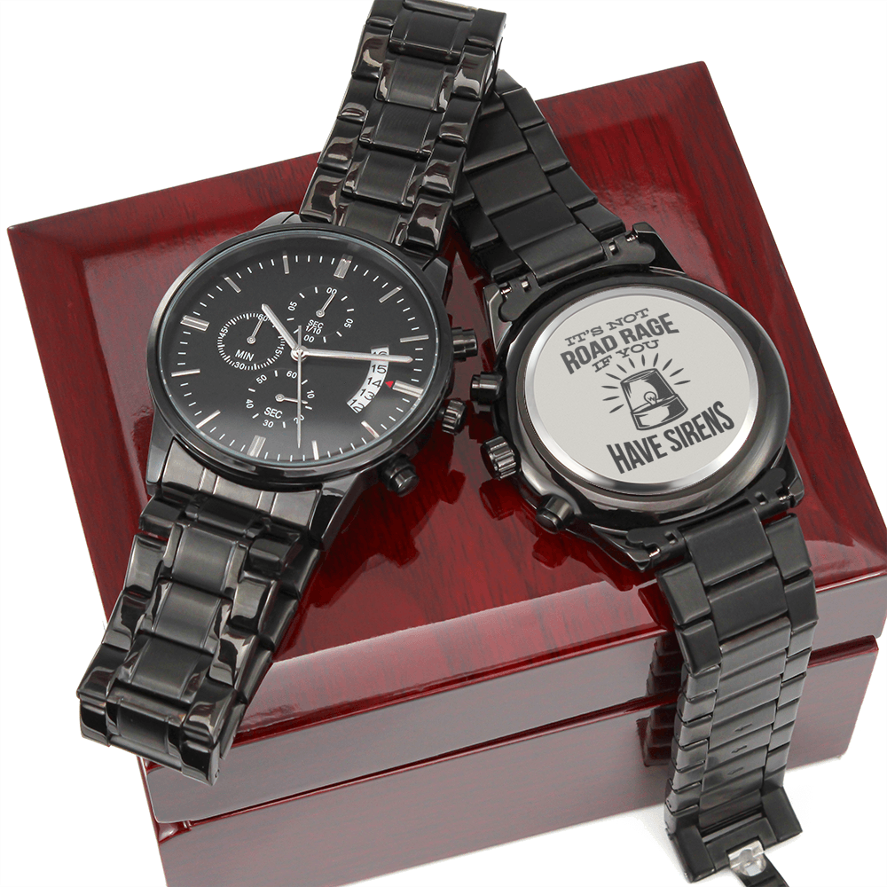 You Have Sirens Engraved Multifunction Policeman Men's Watch Stainless Steel W Copper Dial-Express Your Love Gifts