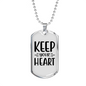 You Heart Keep Christian Necklace Stainless Steel or 18k Gold Dog Tag 24" Chain-Express Your Love Gifts