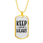 You Heart Keep Christian Necklace Stainless Steel or 18k Gold Dog Tag 24" Chain-Express Your Love Gifts