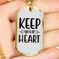 You Heart Keep Christian Necklace Stainless Steel or 18k Gold Dog Tag 24" Chain-Express Your Love Gifts