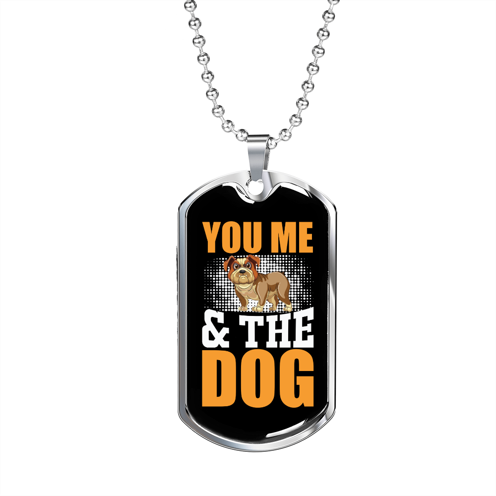 You Me & The Dog Necklace Stainless Steel or 18k Gold Dog Tag 24" Chain-Express Your Love Gifts