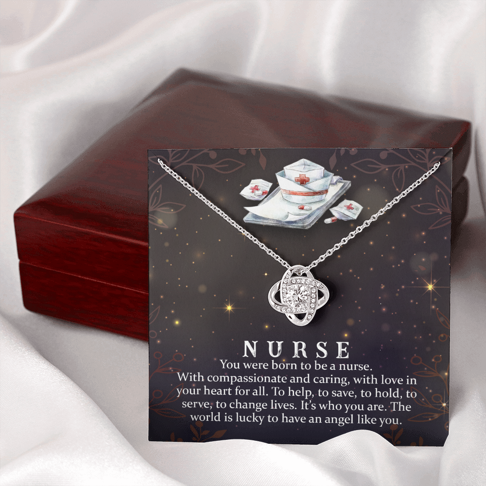 You Were Born to be a Nurse Healthcare Medical Worker Nurse Appreciation Gift Infinity Knot Necklace Message Card-Express Your Love Gifts