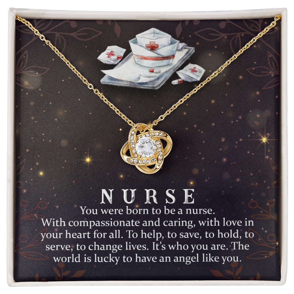 You Were Born to be a Nurse Healthcare Medical Worker Nurse Appreciation Gift Infinity Knot Necklace Message Card-Express Your Love Gifts