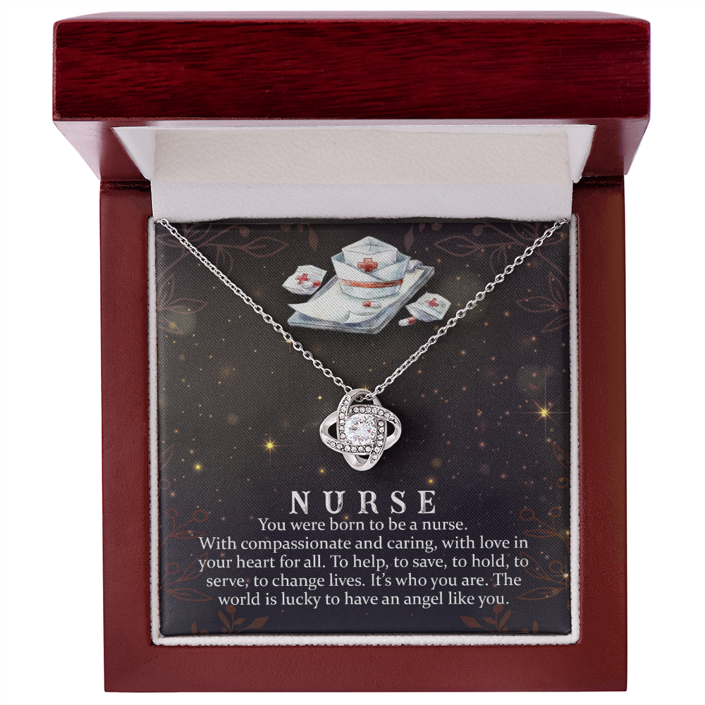 You Were Born to be a Nurse Healthcare Medical Worker Nurse Appreciation Gift Infinity Knot Necklace Message Card-Express Your Love Gifts