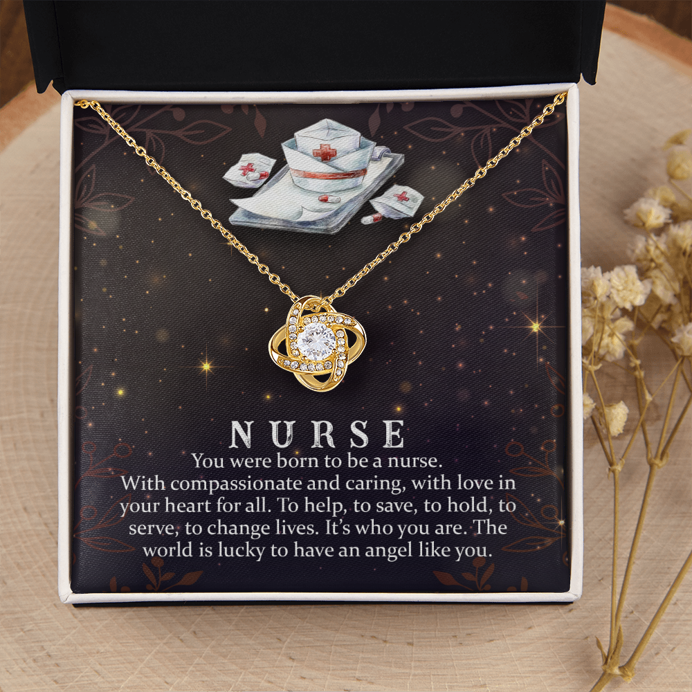 You Were Born to be a Nurse Healthcare Medical Worker Nurse Appreciation Gift Infinity Knot Necklace Message Card-Express Your Love Gifts