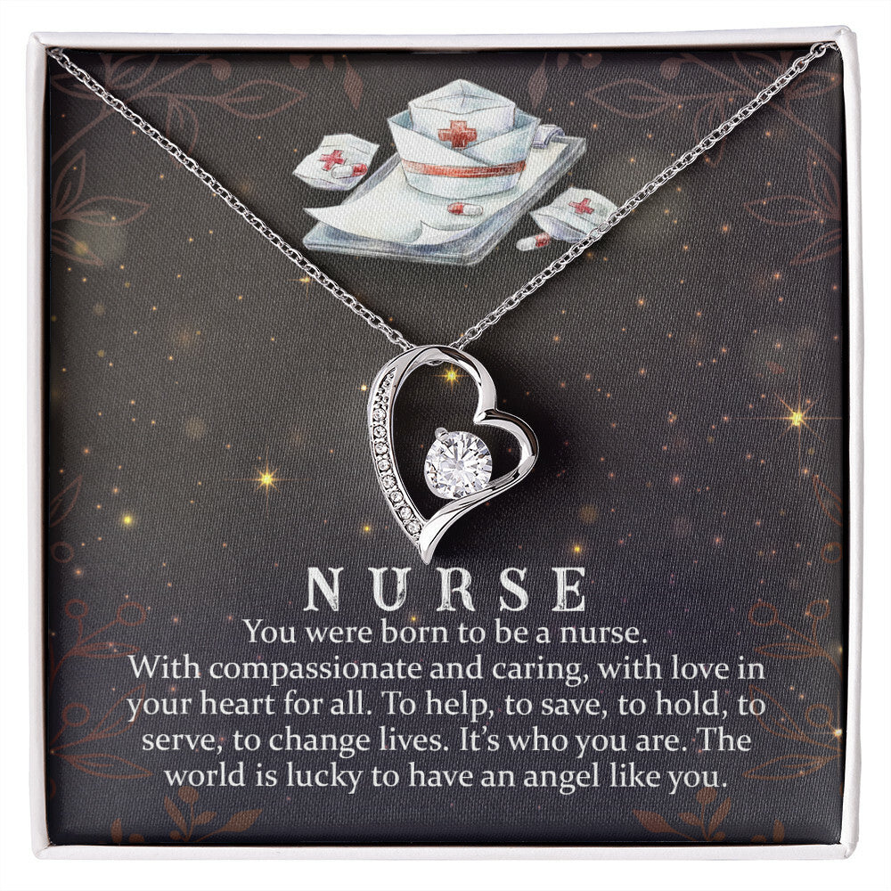 You Were Born to Be a Nurse Healthcare Medical Worker Nurse Appreciation GiftForever Necklace w Message Card-Express Your Love Gifts