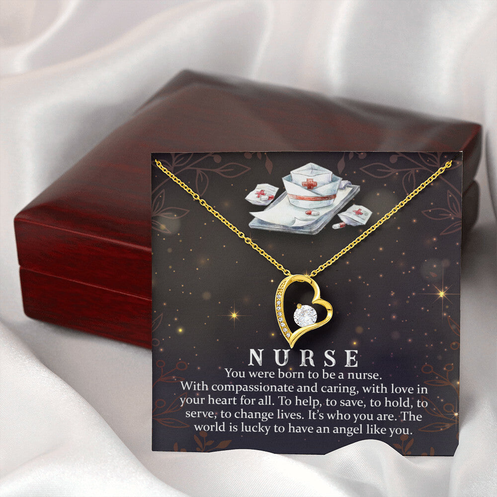 You Were Born to Be a Nurse Healthcare Medical Worker Nurse Appreciation GiftForever Necklace w Message Card-Express Your Love Gifts