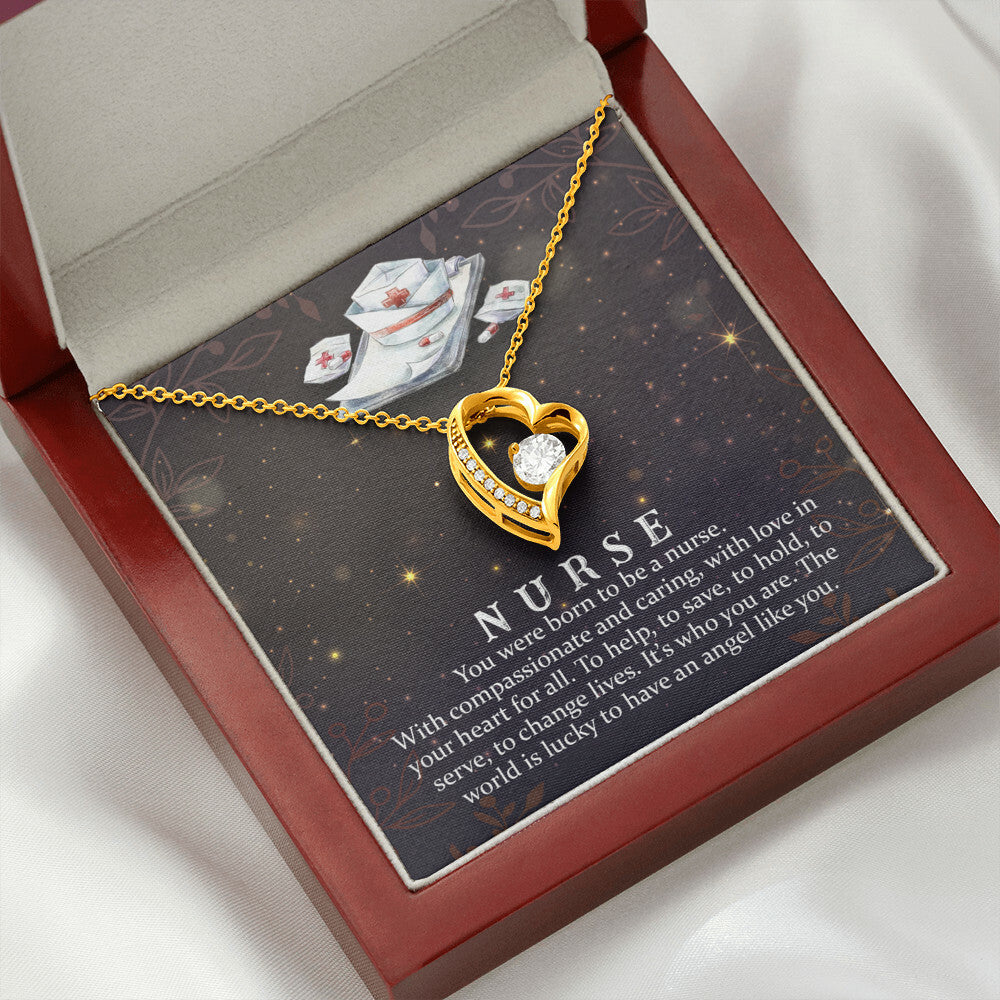 You Were Born to Be a Nurse Healthcare Medical Worker Nurse Appreciation GiftForever Necklace w Message Card-Express Your Love Gifts