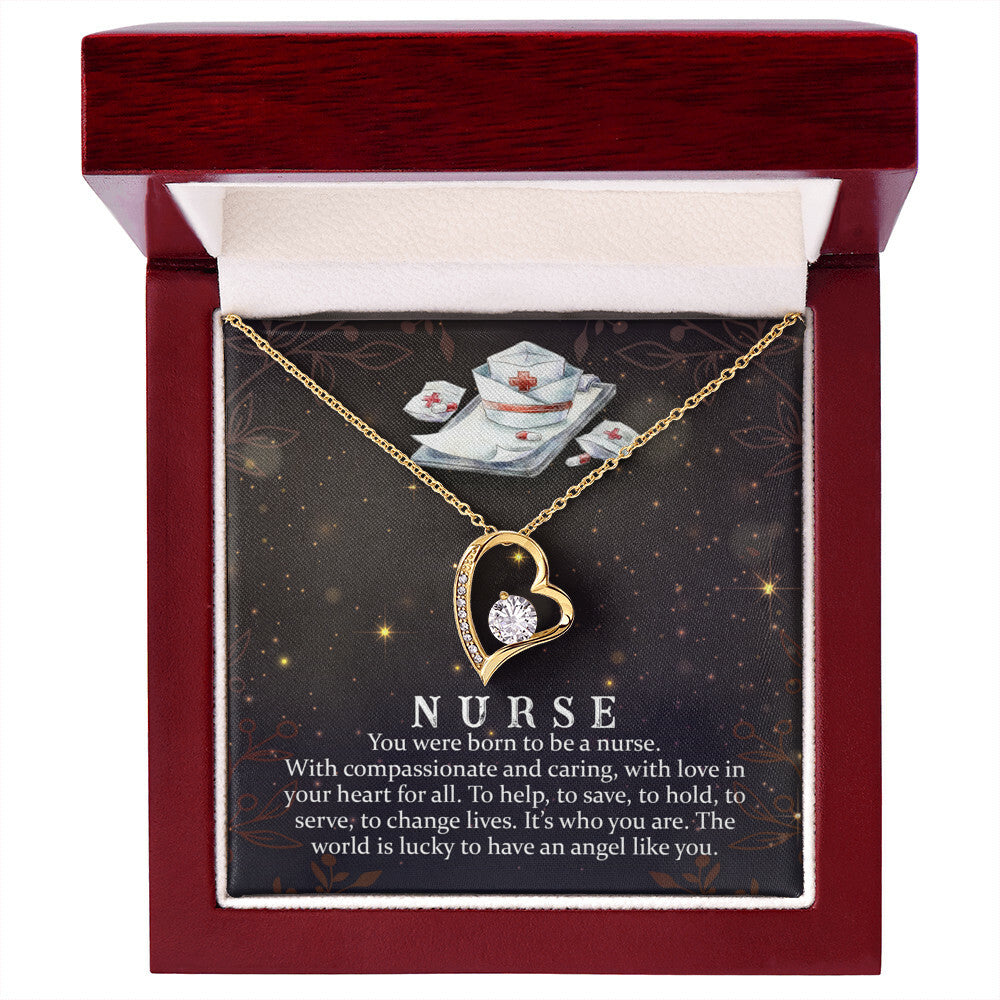 You Were Born to Be a Nurse Healthcare Medical Worker Nurse Appreciation GiftForever Necklace w Message Card-Express Your Love Gifts
