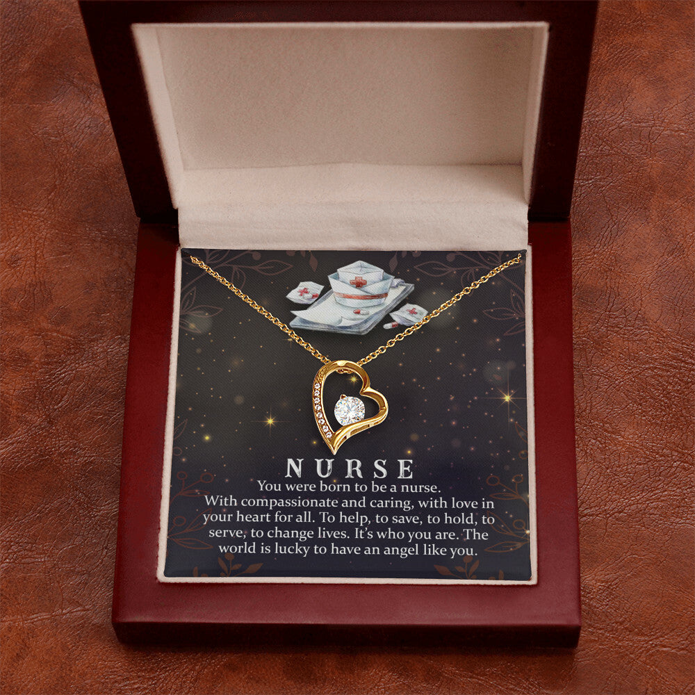 You Were Born to Be a Nurse Healthcare Medical Worker Nurse Appreciation GiftForever Necklace w Message Card-Express Your Love Gifts