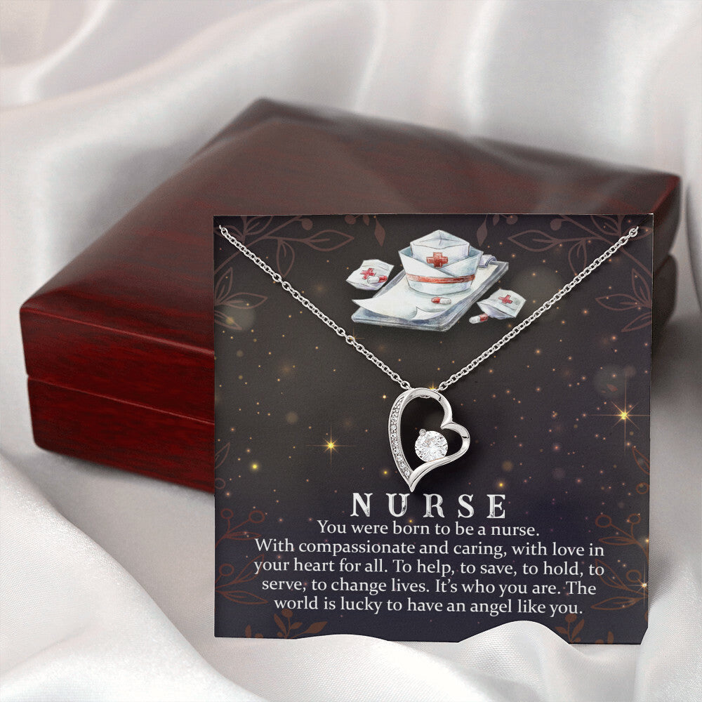 You Were Born to Be a Nurse Healthcare Medical Worker Nurse Appreciation GiftForever Necklace w Message Card-Express Your Love Gifts