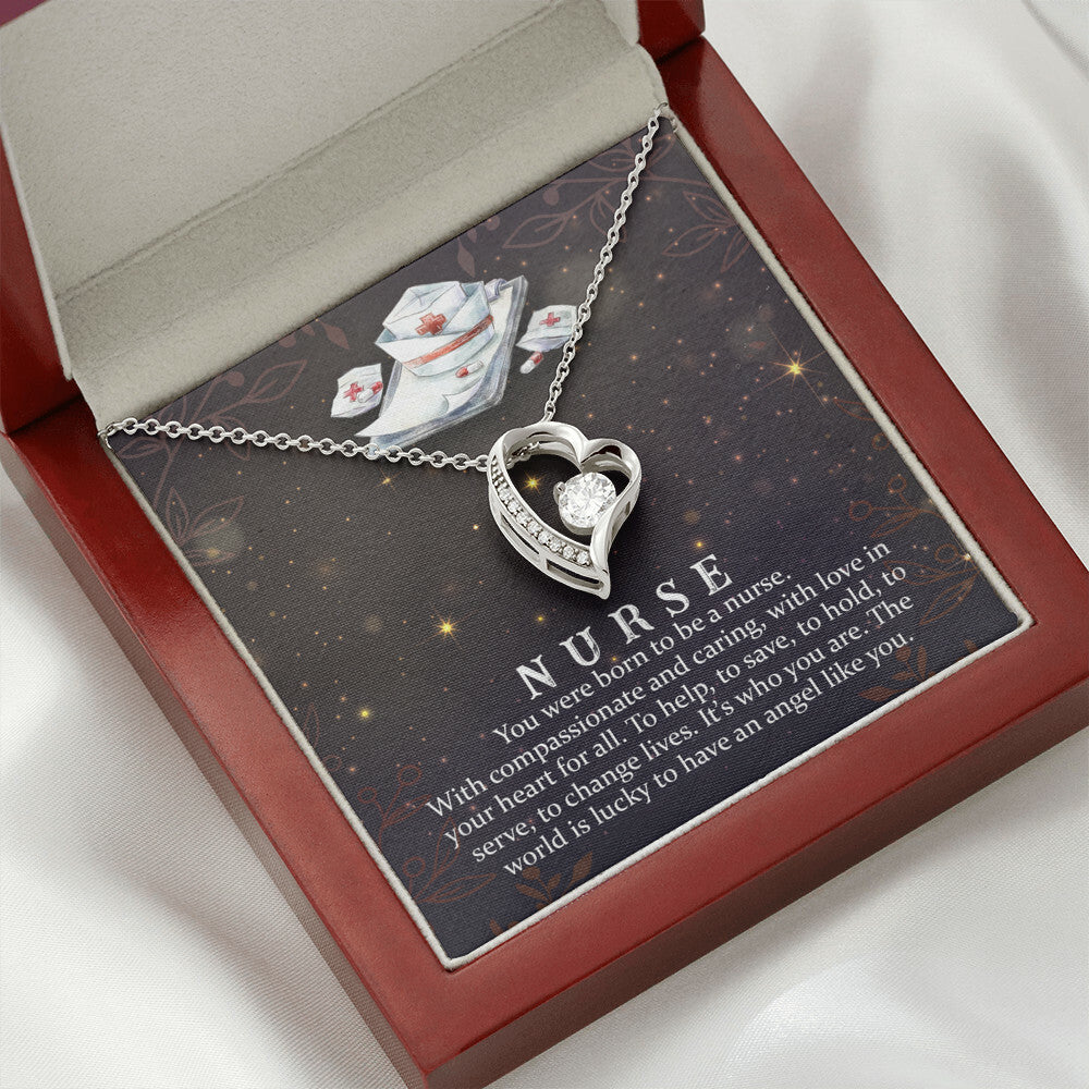 You Were Born to Be a Nurse Healthcare Medical Worker Nurse Appreciation GiftForever Necklace w Message Card-Express Your Love Gifts