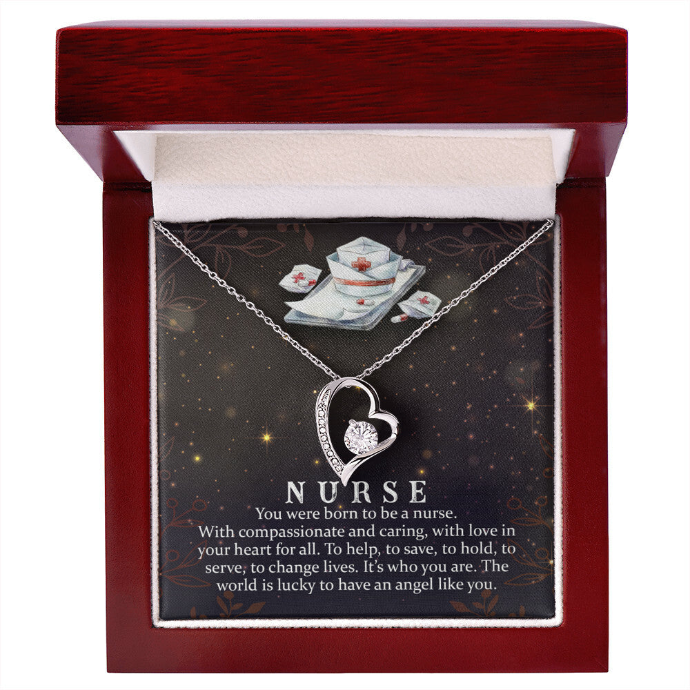 You Were Born to Be a Nurse Healthcare Medical Worker Nurse Appreciation GiftForever Necklace w Message Card-Express Your Love Gifts