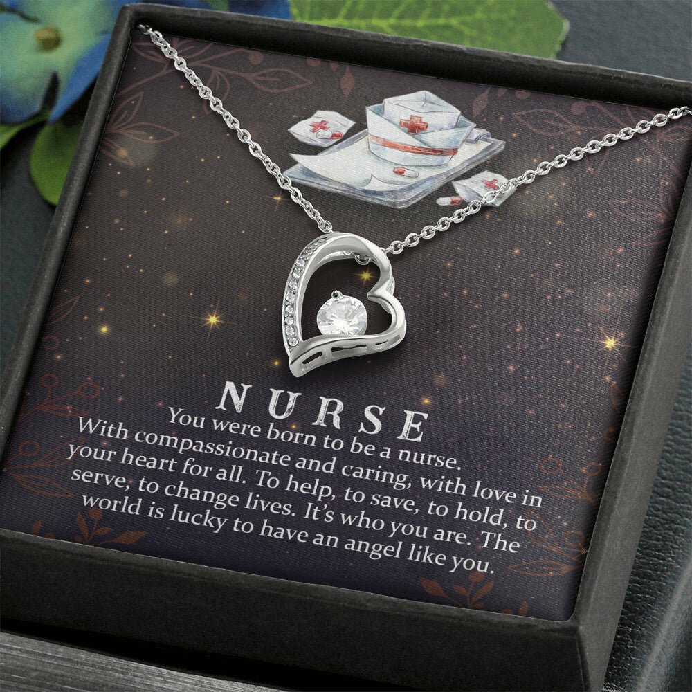 You Were Born to Be a Nurse Healthcare Medical Worker Nurse Appreciation GiftForever Necklace w Message Card-Express Your Love Gifts