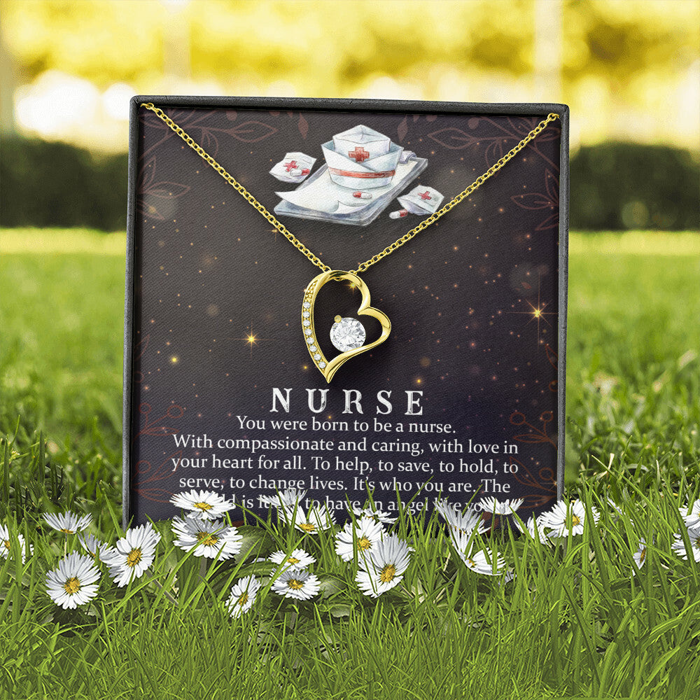 You Were Born to Be a Nurse Healthcare Medical Worker Nurse Appreciation GiftForever Necklace w Message Card-Express Your Love Gifts