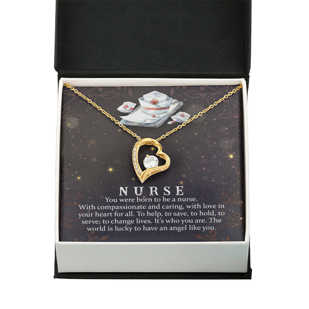 You Were Born to Be a Nurse Healthcare Medical Worker Nurse Appreciation GiftForever Necklace w Message Card-Express Your Love Gifts