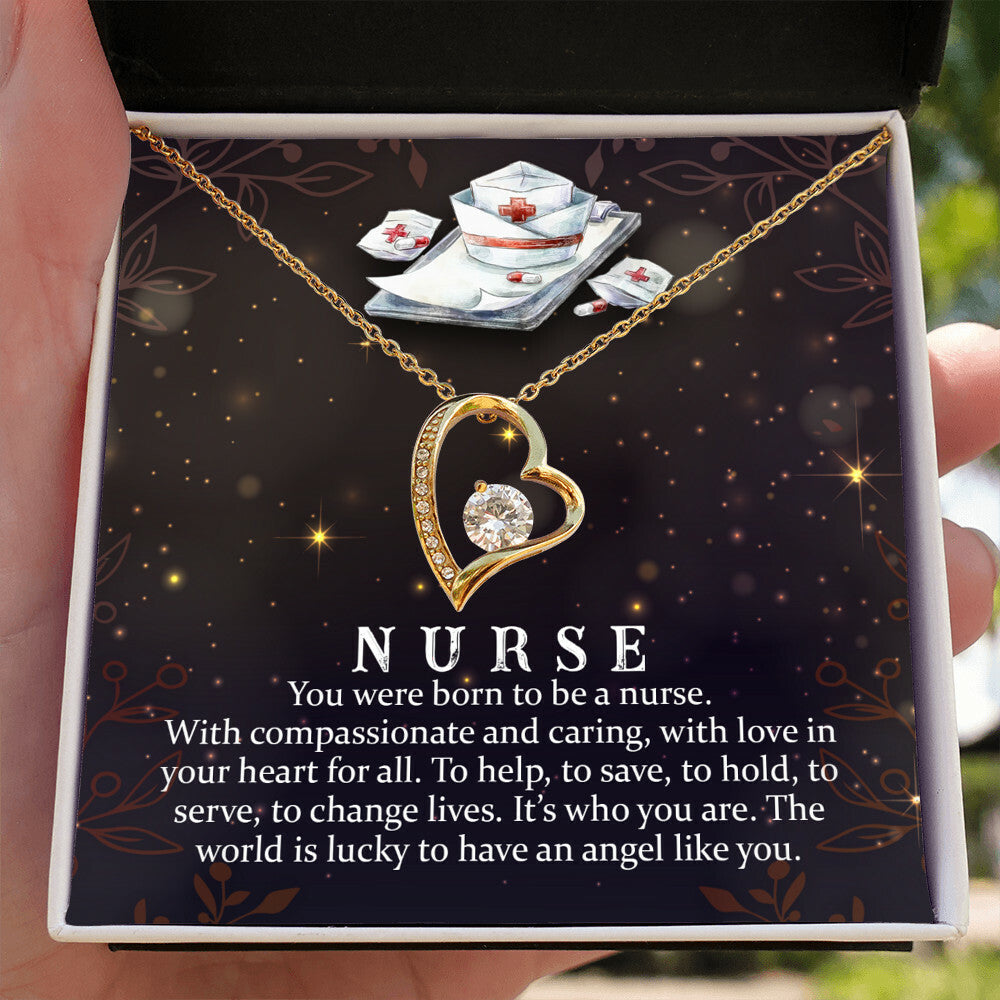 You Were Born to Be a Nurse Healthcare Medical Worker Nurse Appreciation GiftForever Necklace w Message Card-Express Your Love Gifts